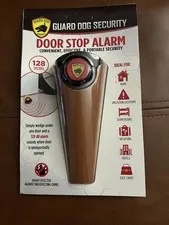Guard Dog Security Door Stop Alarm 128dB Brown Anti-Slip Compact Wood Grain