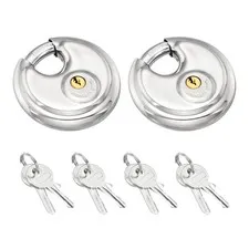 Disc Padlock, (3-5/32" Wide Body, 13/32" Shackle)(2PCS), Stainless Steel