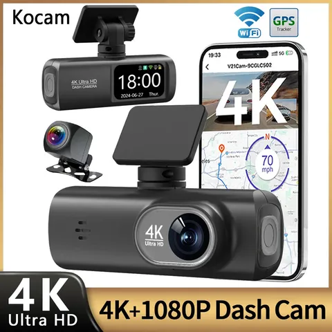 Dash Cam 4K UHD for Car Camera Front Rear Dual Lens With GPS WiFi 24h Parking Mo