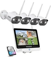 ZOSI 2K 8CH WiFi Security 3MP Camera Home System 12.5" LCD Monitor Outdoor HDD