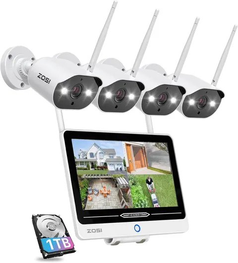 ZOSI 2K 8CH WiFi Security 3MP Camera Home System 12.5" LCD Monitor Outdoor HDD