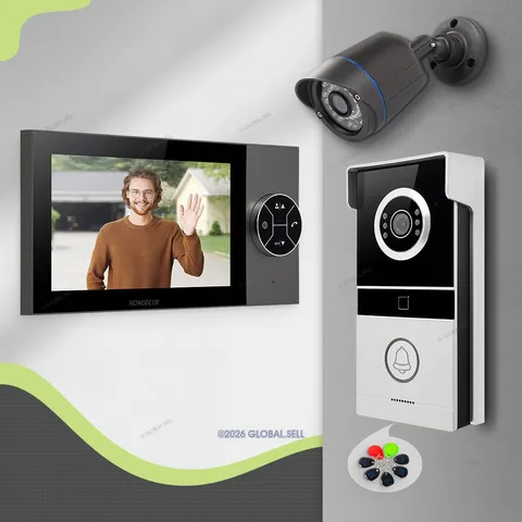 HOMSECUR FHD IR CCTV Camera With 7'' Monitor+Outdoor Bell Camera Video Intercoms
