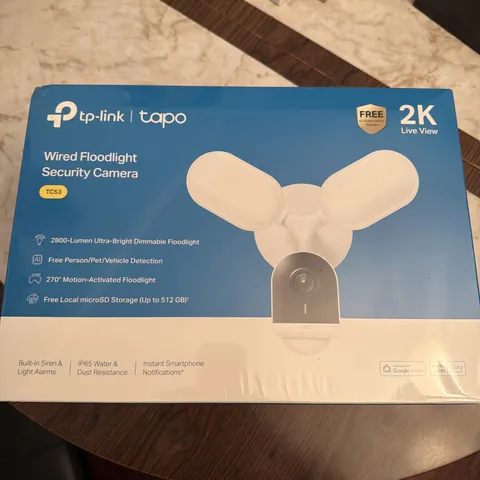  TP-Link Tapo 2K Floodlight Camera Outdoor Surveillance Security Wired 