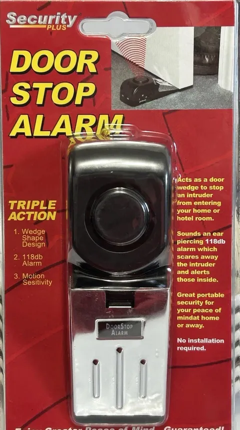 Door Stop Portable Alarm With Motion Detector, 118db 9volt Sensitivity Control!