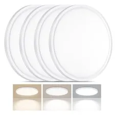 LUMLLSAJI 4 Pack LED Flush Mount Ceiling Light, 24W 12Inch-4 Pack, White