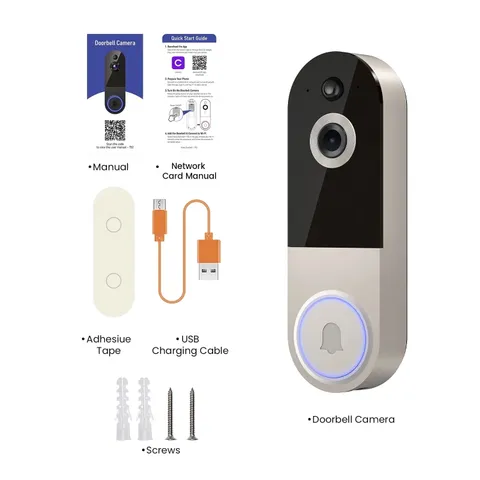 1Pc 1080P Wireless Wi-Fi Video Doorbell Camera with Night Vision, Two-Way Audio
