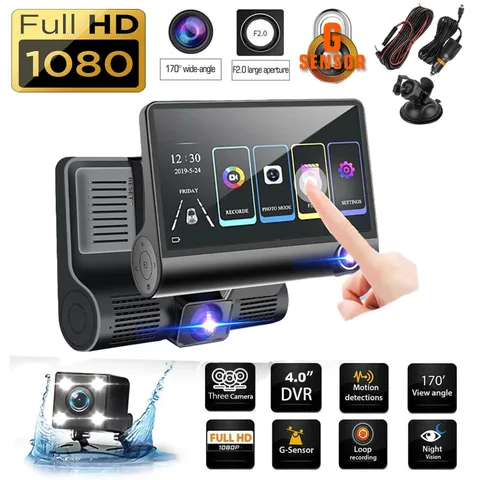 Camara De Seguridad 3 lenses Para Carro Auto Delantero/Trasero/Interior Dash Cam