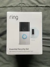 2pc Ring Essential Security Set with Battery Doorbell Plus and Indoor Camera