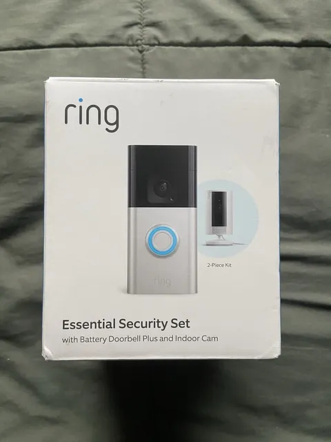 2pc Ring Essential Security Set with Battery Doorbell Plus and Indoor Camera