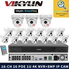 Vikylin SmartFind 16POE 16CH NVR System F1.0 Color 8MP 4K Network IP Camera Lot