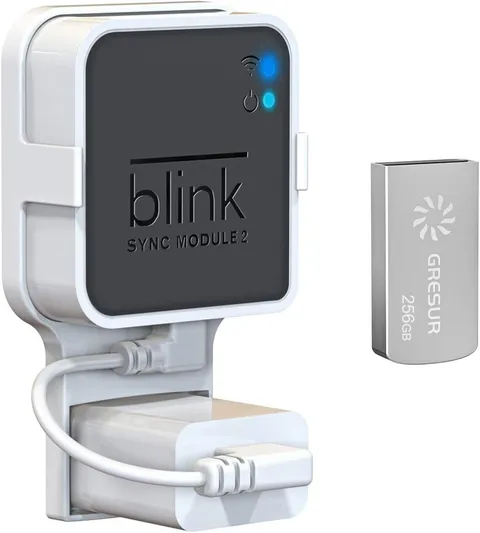 Blink Sync Module 2 Wall Mount & 256GB USB Flash Drive for Local Video Storage
