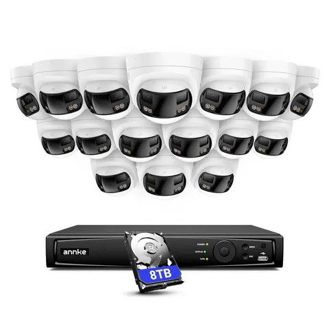 ANNKE 16CH 12MP NVR 4K POE Dual Lens 180° Security Camera System AI Color Night