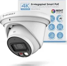 Amcrest 4K POE AI IP Security Camera  8MP Turret Color Night Vision  Warranty