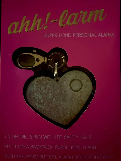Ahh!-larm Women's Personal Safety Alarm Self-Defense Panic Keychain Clip Heart