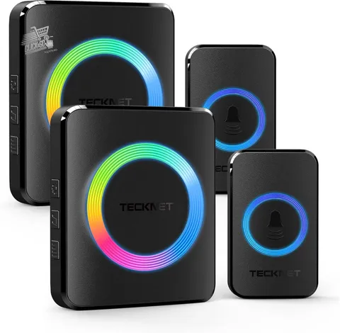 Wireless Doorbell Outdoor Waterproof Wireless 400m 60 Melodies 2+2 Kit Black