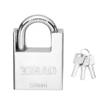 High Security Steel Shrouded Padlock with 3 Key, Silver (1-7/8 Inch)