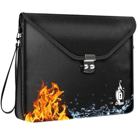 Cragtek Fireproof Document Bag with Lock, 6400℉ Large Fire proof Money Bag (1...