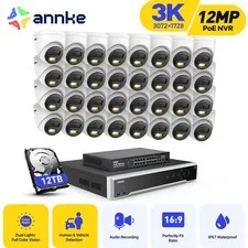 ANNKE 12MP 32CH NVR 3K POE AI Color Night Security Camera System Audio Recording