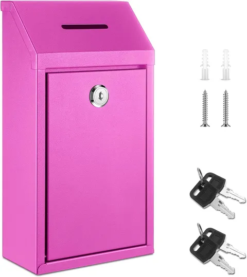 Metal Money Box 10.24 x 5.71 x 2.95 Inch,No Lid Wall Mounted Drop Donation