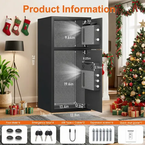 6.5 Cub Heavy Duty Steel Digital Home Safe, Dual Alarm & Deposit Box