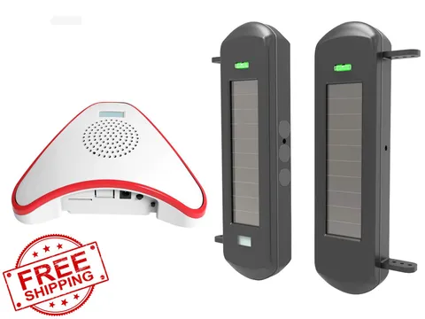HTZSAFE Solar Wireless Driveway Alarm 1/2 Mile Long Range Weatherproof