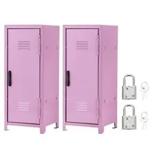 Mini Locker 4.3 x 10.8 Inch, 2 Pcs Small Locker with Lock Keys, Light Purple