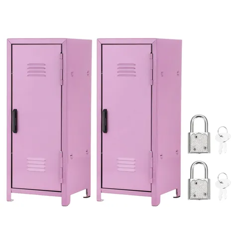 Mini Locker 4.3 x 10.8 Inch, 2 Pcs Small Locker with Lock Keys, Light Purple