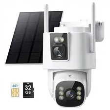 4G LTE Cellular Security Camera: Dual Lens Solar Outdoor Camera No WiFi 24/7 ...