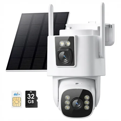 4G LTE Cellular Security Camera: Dual Lens Solar Outdoor Camera No WiFi 24/7 ...