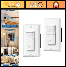 2-Pack Motion Sensor Light Switches - Motion Activated Wall Switch for Easy Cont