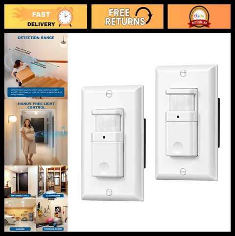 2-Pack Motion Sensor Light Switches - Motion Activated Wall Switch for Easy Cont