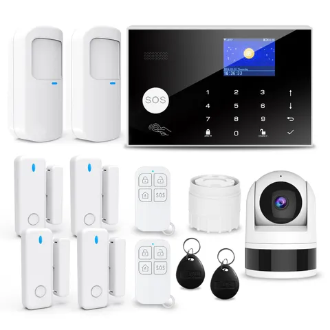 Wireless Home Alarm System, 13pcs GSM SMS 2G WiFi Full Burglar Alarm System, ...