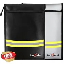FunOwlet Document Bag Fireproof Waterproof Black+Gray