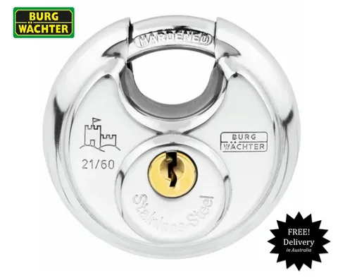 Burg Wachter Padlock CIRCLE  21/60 Stainless Steel Padlocks -60mm -Keyed Alike