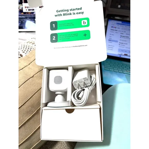 Blink Mini 2K+ Indoor Security Camera with Power Adapter White