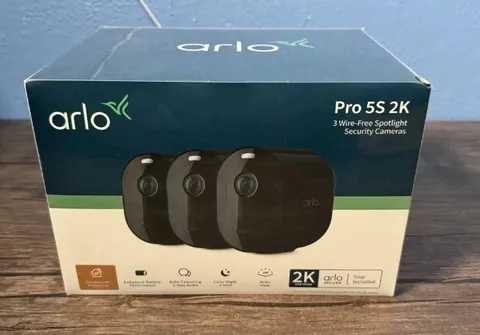 Arlo Pro 5S 2K Wireless 3 Camera Security Kit w/Dual Band WiFi 2 way Audio Black
