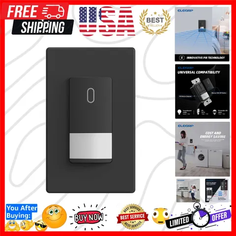 Occupancy Motion Sensor Light Switch, PIR Infrared Motion Activated Wall Swit...