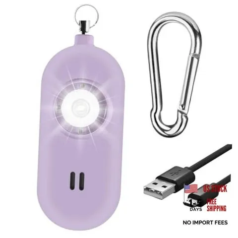Rechargeable Personal Safety Alarm for Women. 130dB Siren. Ear Lavender