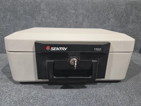 Sentry Safe 1100 White Portable Fireproof Lockbox (1 key)