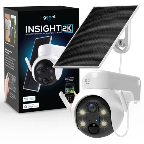 Geeni 3MP PTZ Solar Security Camera 2K WiFi Auto Tracking Outdoor Battery Camera