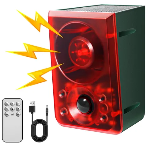 Outdoor Motion Sensor Alarm with Flashing Light, 130dB Noise