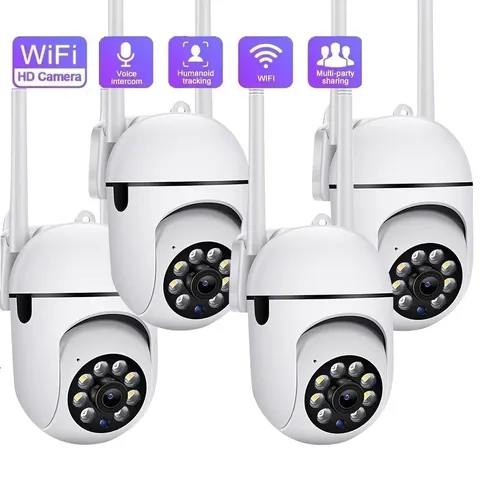 4Pcs WiFi Cameras, 1080P HD, Two-Way Audio, Night Vision, IP54 Waterproof