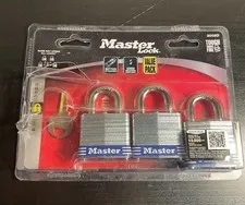 Master Lock 3008D Laminated Steel Padlock 1-1/2 - 1 Key Opens All 3 Locks
