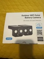 Outdoor 2K WiFi Solar/Battery IP Surveillance Cameras 2-Pack AI Detection