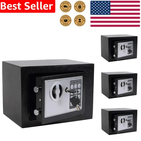 Compact Steel Safe Box Electronic Lock Keypad Black Personal Wall Mount Durable