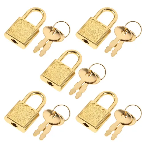 5Sets Lightweight Golden Iron Mini Locks for Kids Pirate Treasure Chests