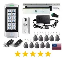 Door Access Control System, Electric Magnetic Lock Kit 660lb, 2 Remote Controls 