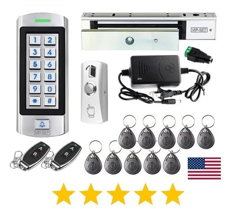 Door Access Control System, Electric Magnetic Lock Kit 660lb, 2 Remote Controls 