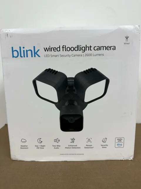 Blink Wired Floodlight Camera Black 2600-lumen LED System 1080p HD New Sealed