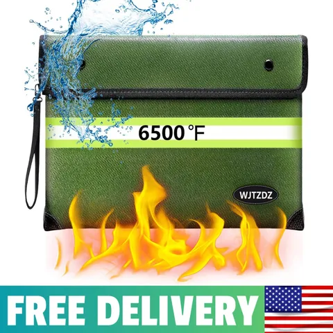 Upgraded Fireproof Money Bag, 10 Layers of Heat Insulated Materials, 6500F Fi...